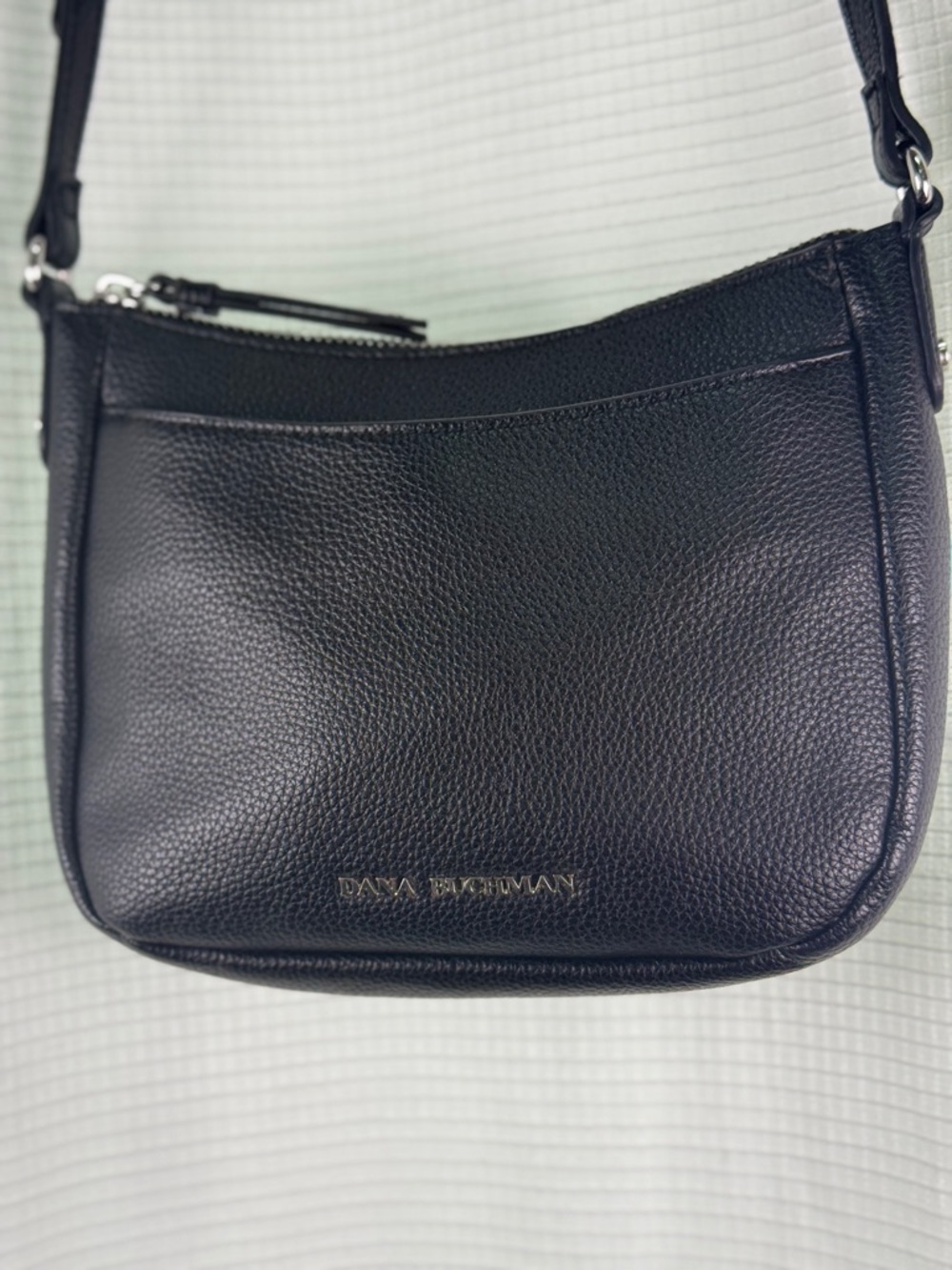Dana Buchman Black Pebbled Faux Leather Crossbody Bag Adjustable Strap EUC